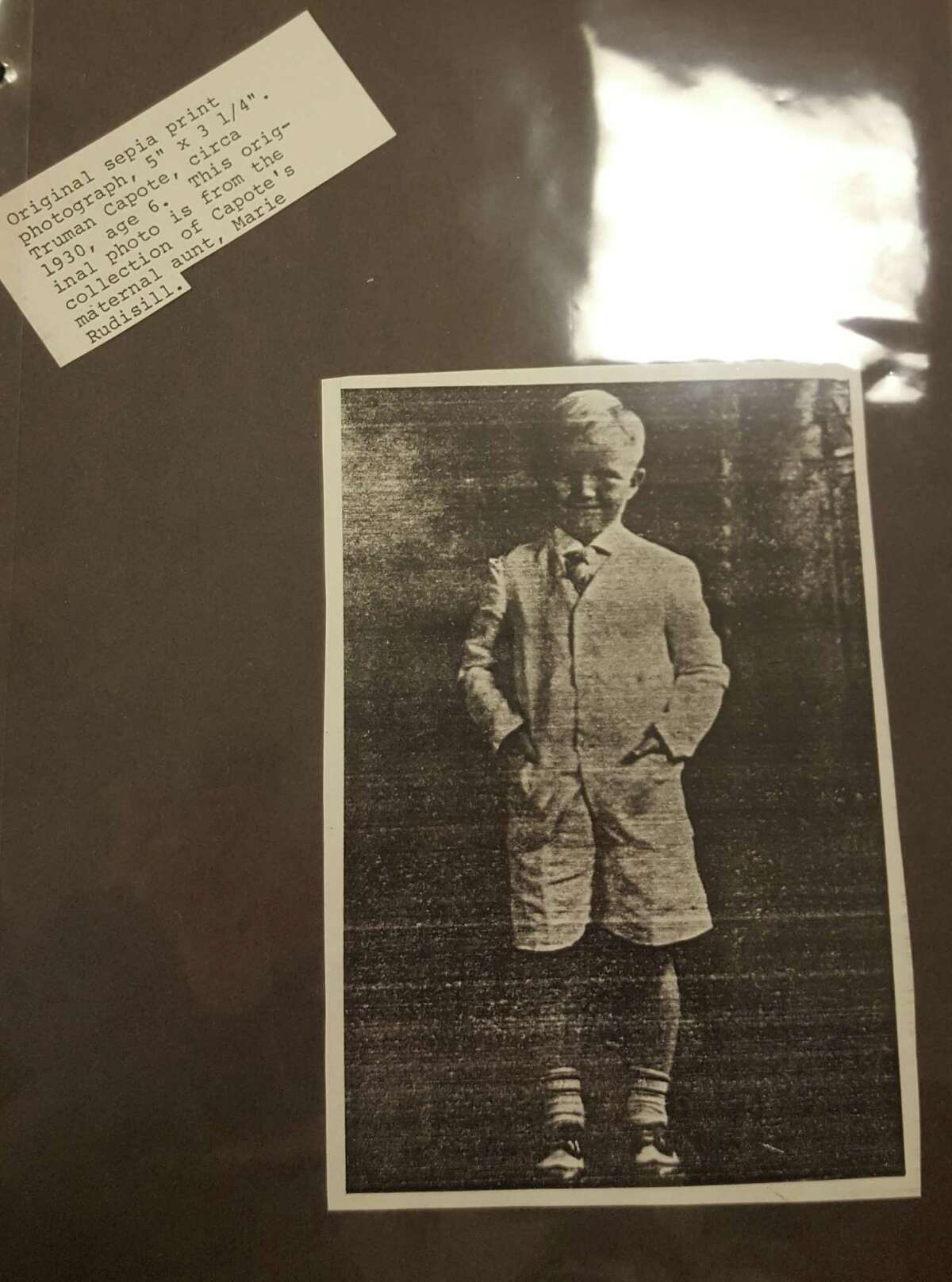 A photograph of Truman Capote as a young boy, from the Greenwich High School collection.
