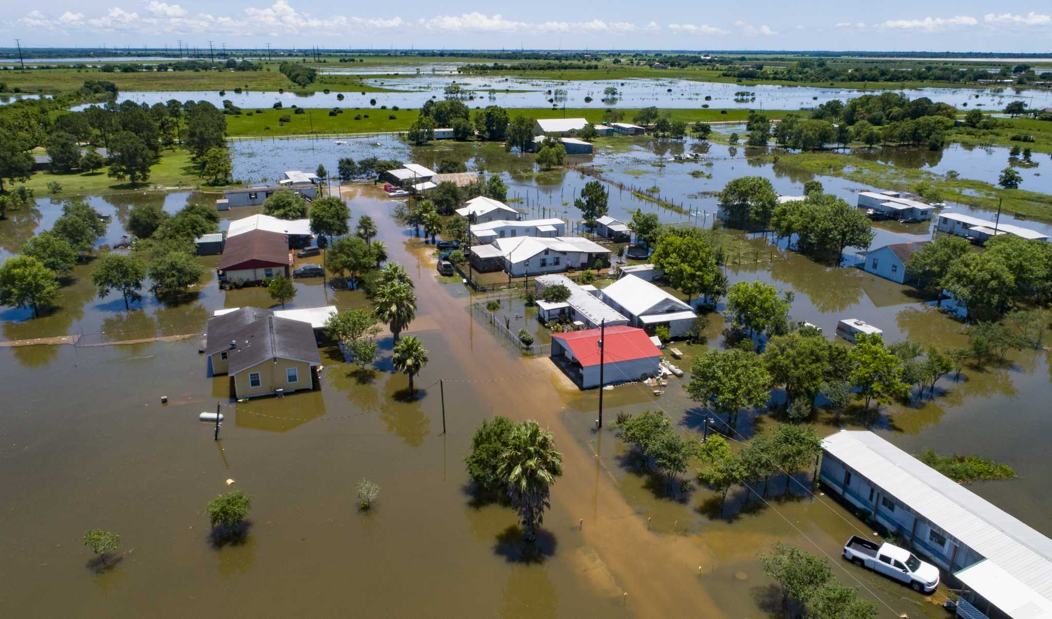 Stubborn floodwaters continue to cover Wharton County towns