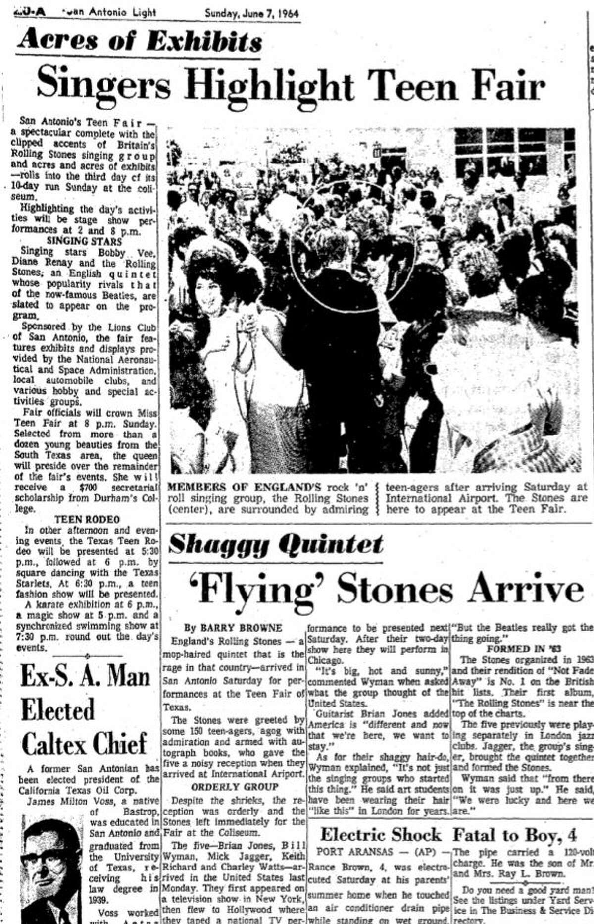 A San Antonio Light writer wrote about the Rolling Stones arriving at the San Antonio airport.