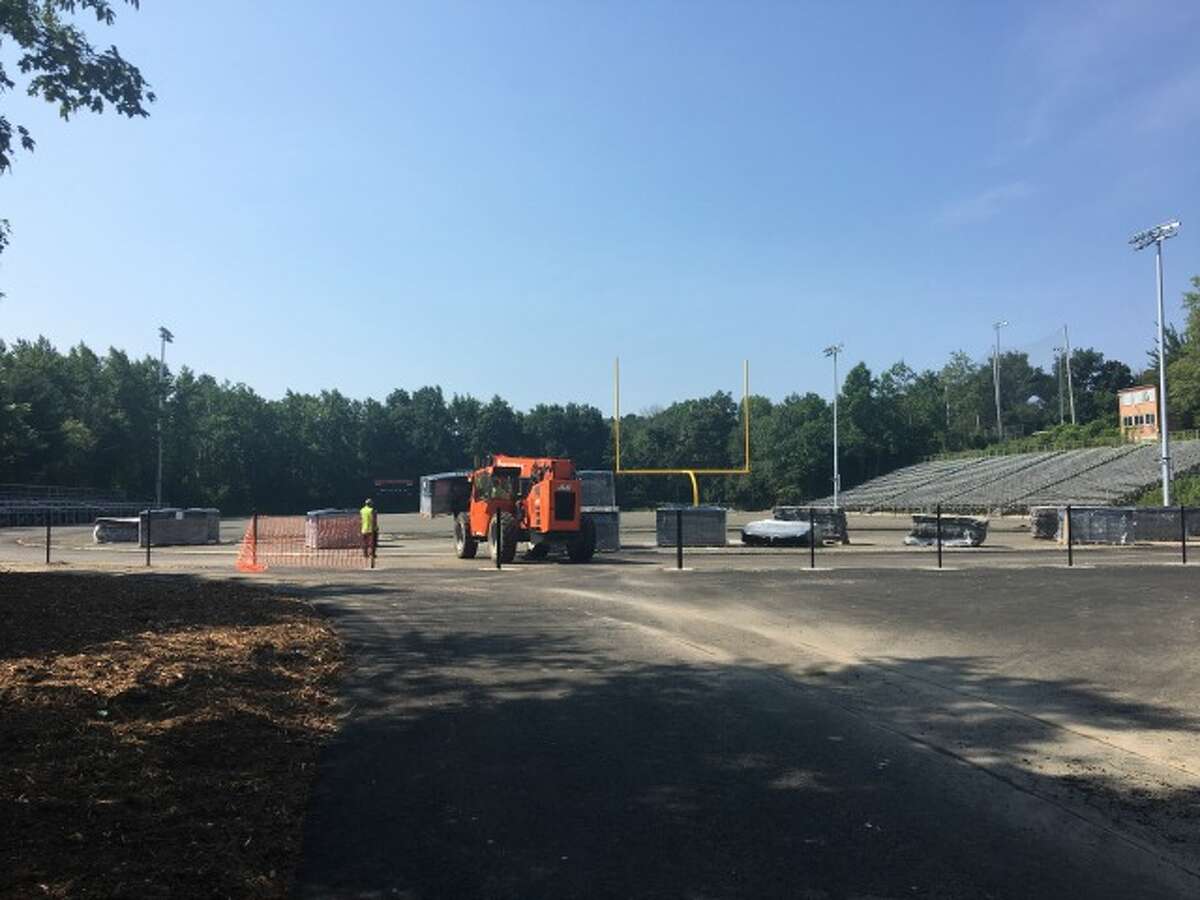 Work was underway at Finn Stadium on Tuesday, Aug. 28.