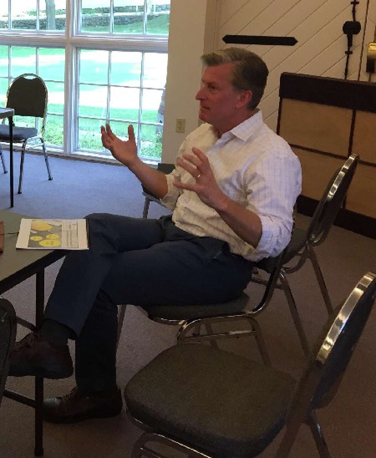 Steve Obsitnik makes a point during an interview with New Canaan Advertiser / HAN Network. - Contributed photo