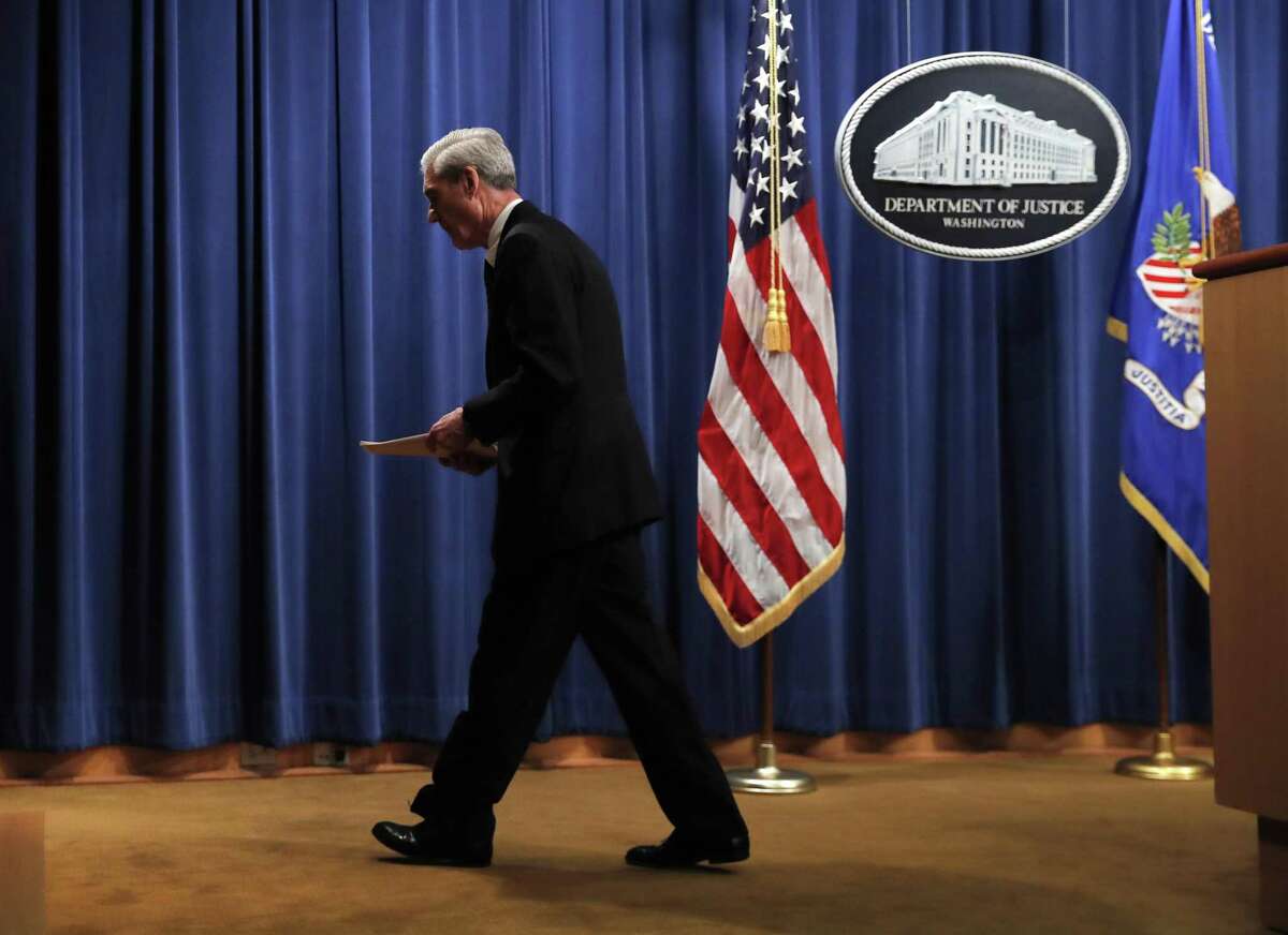 Special counsel Robert Mueller leaves the podium May 29 after speaking about the Russia investigation, ditching the presumption of innocence and acting as a catalyst for impeachment.