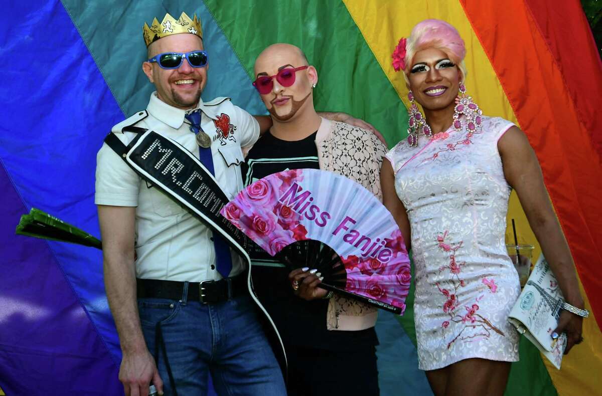 Ryan Sperryn Frank Borrelli and Lucia Virginity attend the annual Fairfield County Pride in the Park Saturday, June 8, 2019, at Lockwood Mathews Park in Norwalk, Conn.  The event featured live music, performances, and services to celebrate the LGBTQ+ community.
