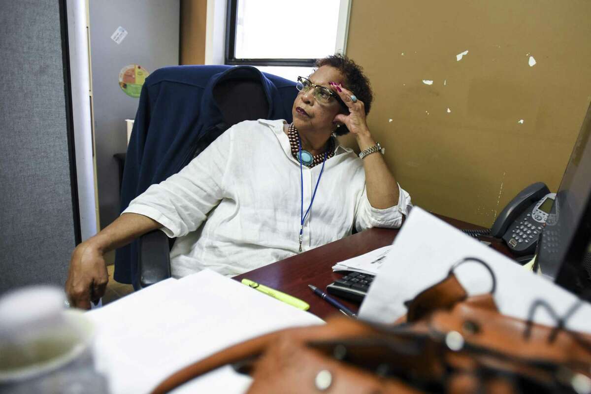 Community health worker Gwendolyn Williams talks to reporters in the Gulf Coast Health Center, Inc. Tuesday afternoon in Port Arthur. Photo taken on Tuesday, 06/04/19. Ryan Welch/The Enterprise
