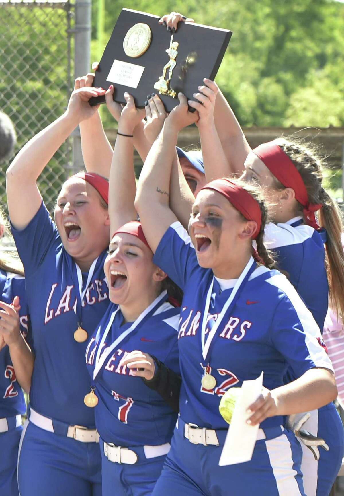 West Haven, Connecticut - Friday, June 7, 2019: Class M State Championship softball game between Seymour H.S. and Waterford H.S. Saturday afternoon at West Haven H.S.'s Biondi Field in West Haven. Waterford H.S. defeated Seymour H.S. 6-5.