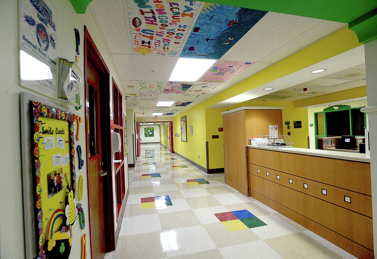 Colorful ceiling tiles with artwork done by young patients in Baptist Hospital's pediatric unit fill the walkways throughout the facility. The pieces represent the thoughts and hopes of the children whose care requires a longer hospital stay. But they also serve a therapeutic role, making their stay more child-friendly and less scary. The concept, which staff created in 2007, helps Baptist meet its primary goal - "that care for kids is just the right size," according to Mary Poole, Director of Public Affairs & Marketing. Photo taken Monday, June 10, 2019 Kim Brent/The Enterprise