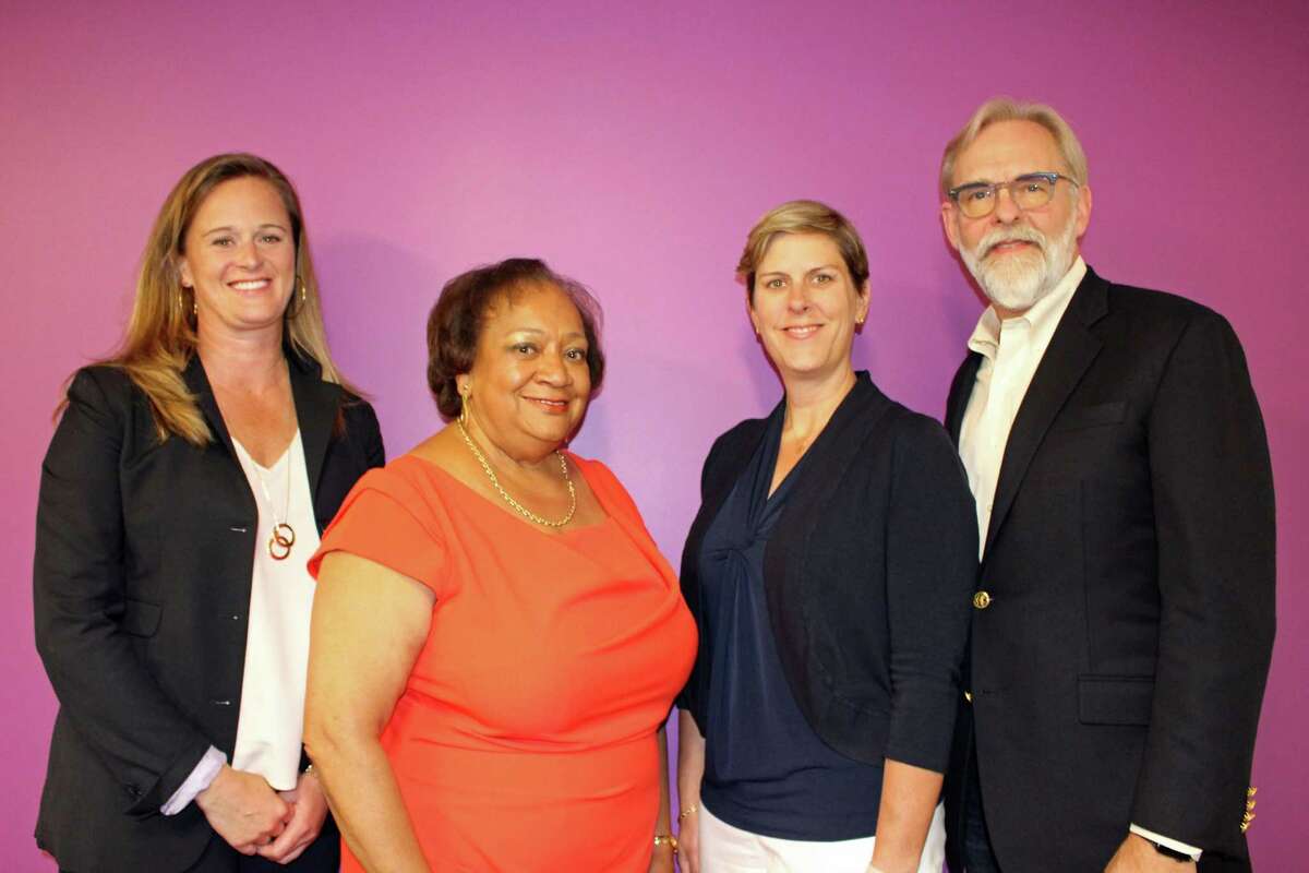 Ritter Family Foundation Executive Director Kate Ritter, Fairfield County's Community Foundation President and CEO Juanita James, Norwalk ACTS CEO Jennifer Barahona and BeFoundation Executive Director Richard Wenning announced the creation of the Collective Impact Opportunity Fund, June 6, 2019, in Norwalk, Conn.