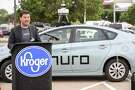 Dan Mitchell, who works in product operations and community engagement at Nuro, speaks during a press conference to announce a "driverless" delivery service, based on a partnership between Kroger and Nuro, at the Kroger store on South Post Oak Boulevard Tuesday, April 16, 2019, in Houston.