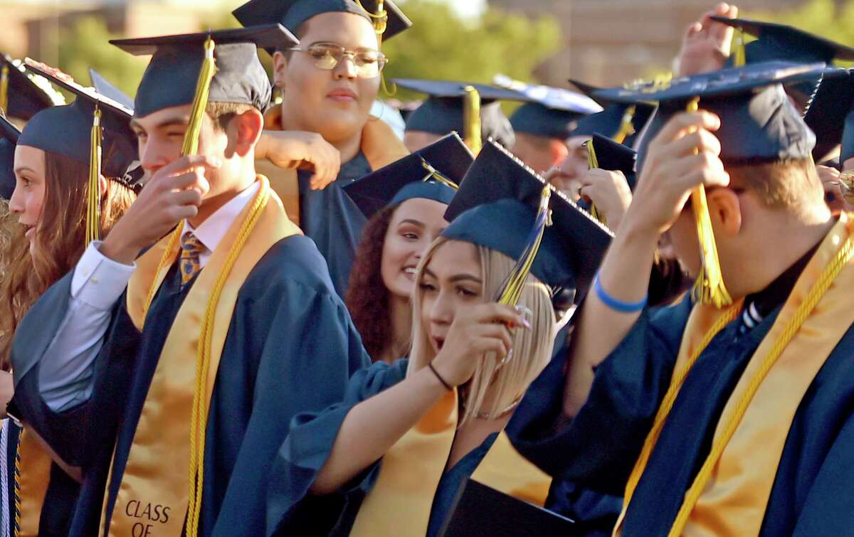 East Haven, Connecticut - Tuesday, June 11, 2019: The East Haven High School Class of 2019 Graduation Ceremony Tuesday evening at the high school. 203 seniors received diplomas.