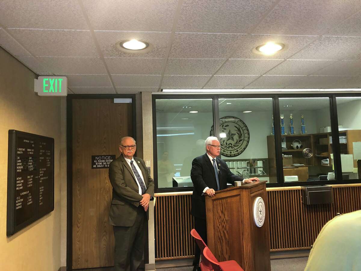 The Jefferson County District Attorney's office hosts a news conference June 12, 2019 to discuss food stamp fraud. Photo: Jacob Dick/The Enterprise