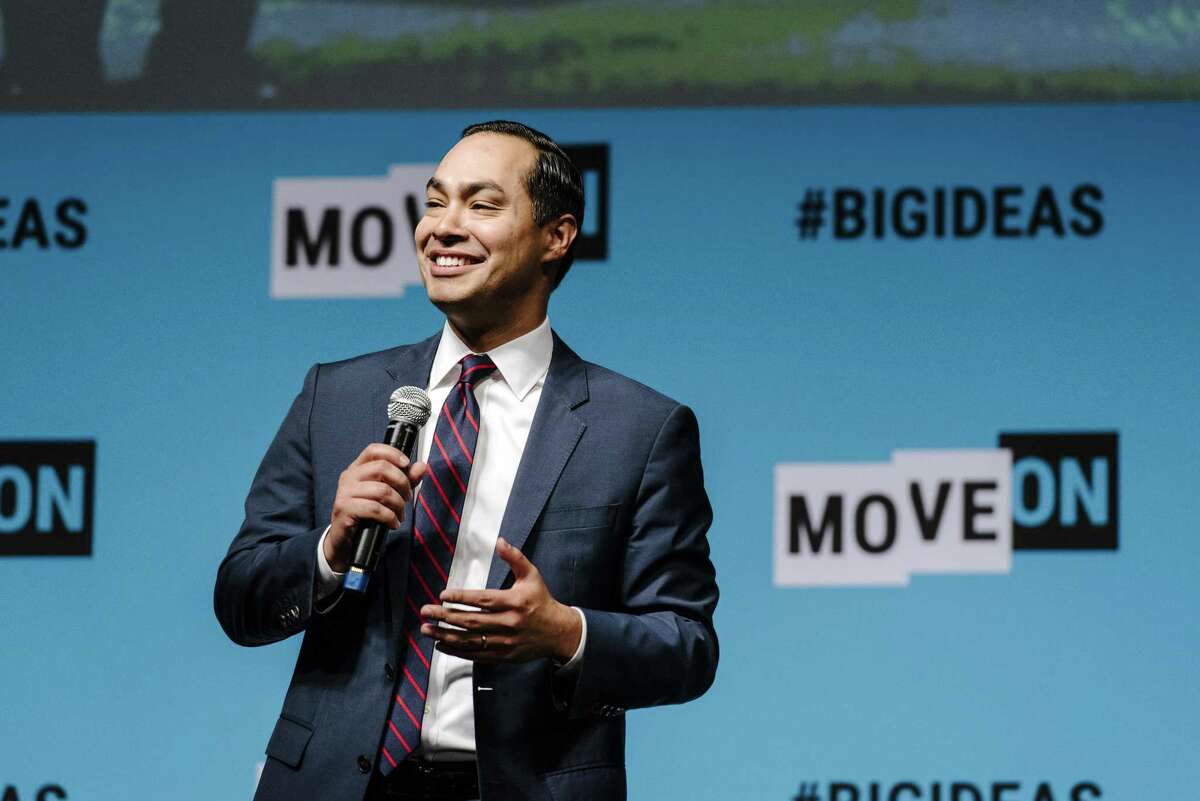 U.S. Secretary of Housing and Urban Development Julian Castro speaks during the MoveOn Big Ideas Forum conference held at the Warfield Theater in San Francisco, Calif., on Saturday, June 1, 2019.