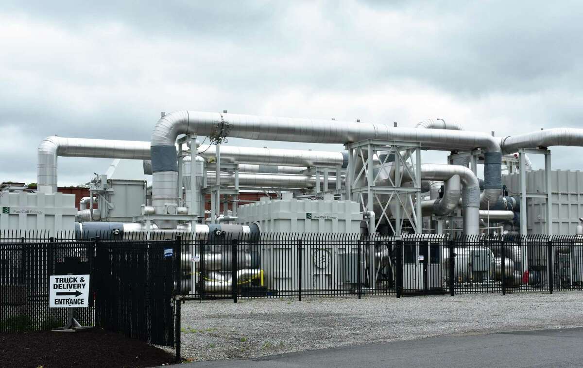 A new electric power plant built by FuelCell Energy on Triangle Street in Danbury, Conn., not far from its headquarters. In June 2019, FuelCell informed investors of "substantial doubt" of its ability to stay in business unless it is able to refinance or extend debt coming due in early August 2019.