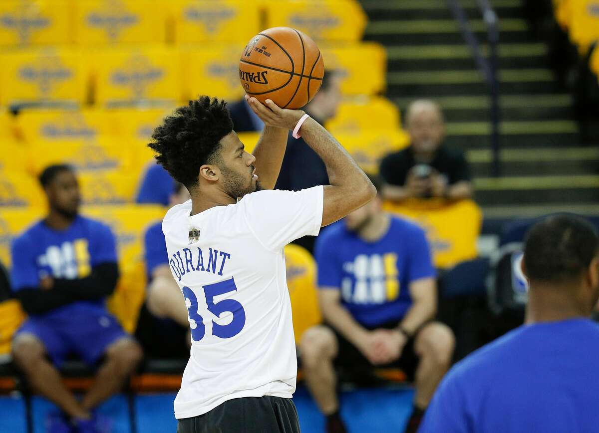 Golden State Warriors’ Quinn Cook goes through his pregame warmup before game 6 of the NBA Finals between the Golden State Warriors and the Toronto Raptors at Oracle Arena on Thursday, June 13, 2019 in Oakland, Calif.