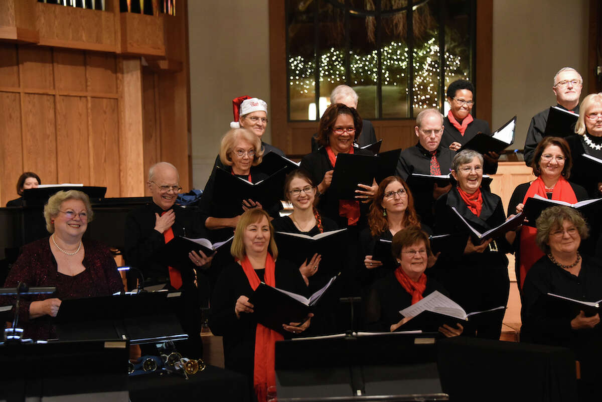 Members of the Music on the Hill Festival Chorus in the 2017 Christmas concert at St. Matthew's Episcopal Church. Singers include Wilton residents Jennifer Wallace (2nd row, 3rd from left), Janet Shipp (3rd row, 2nd from left), Bob Hoch (3rd row, 3rd from left) and Carol Bogard (front row, right). - Contributed photo