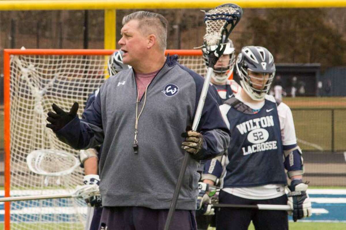 John Wiseman at a Wilton High boys lacrosse practice earlier this season. - GretchenMcMahonPhotography.com