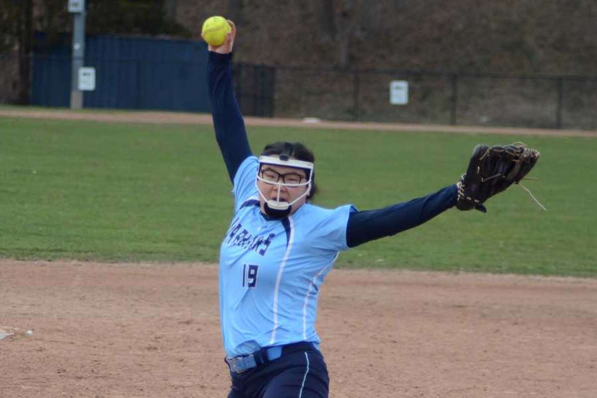 Kate Shouvlin pitched a three-hitter for the Wilton softball team in Thursday's 8-1 win at Brien McMahon. — J.B. Cozens photo