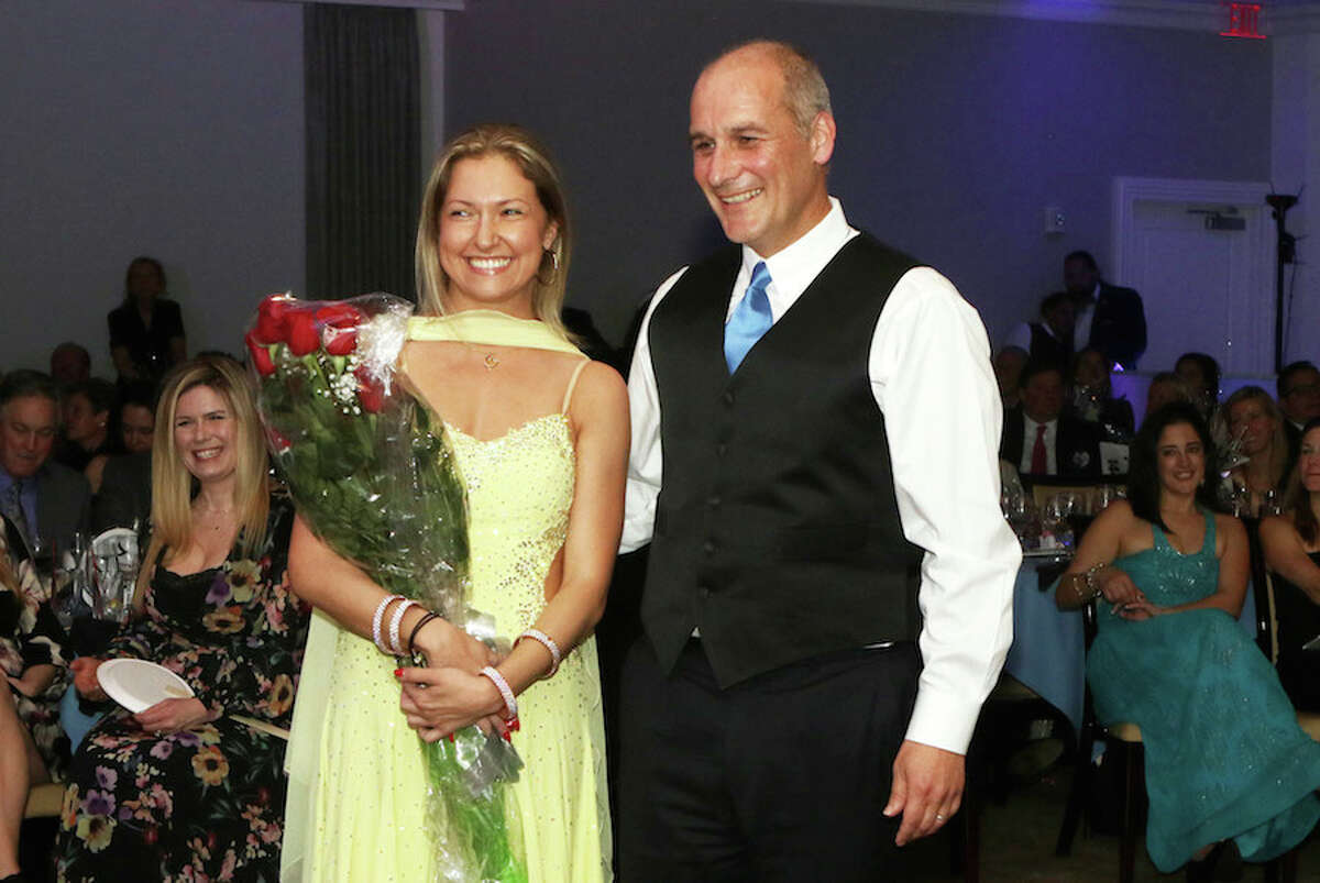Scott McKessy of Wilton, pictured with his partner dance pro Tatyana Lorina, won Best Performance by a Male at ElderHouse's Dancing with the Stars gala. — Contributed photo
