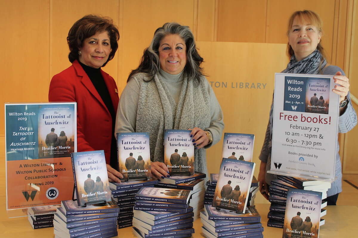 From left, Elaine Tai-Lauria, executive director of Wilton Library, Carol Johnson, vice president at Fairfield County Bank and a trustee of the library, and Lauren McLaughlin, assistant director and coordinator of the Wilton Reads event.