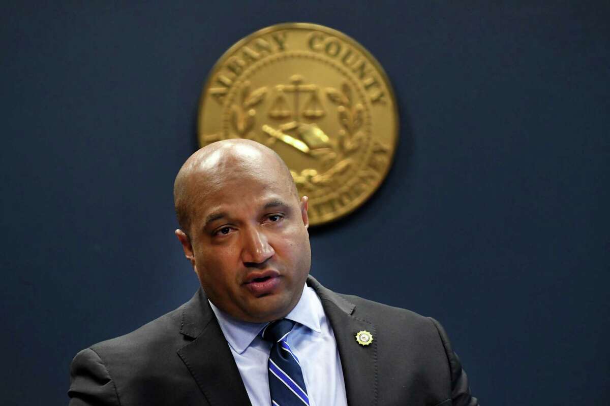 Albany County District Attorney David Soares on Thursday, Nov. 15, 2018, during a press conference at his offices in Albany, N.Y. (Will Waldron/Times Union)