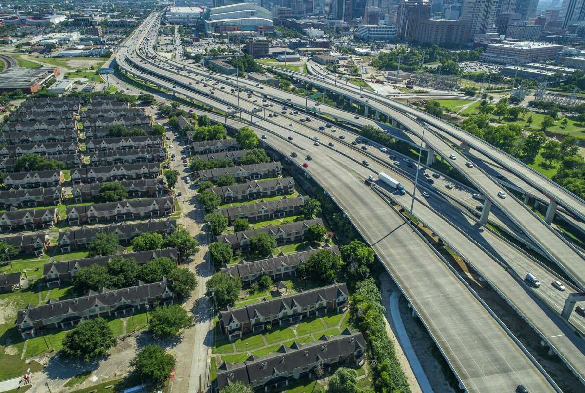 Interstate 69 crosses Buffalo Bayou northeast of downtown next to the Clayton Homes, a Houston Housing Authority complex in Houston, seen June 12. Clayton Homes would be demolished if current plans for redevelopment of Interstate 45 proceed as planned.