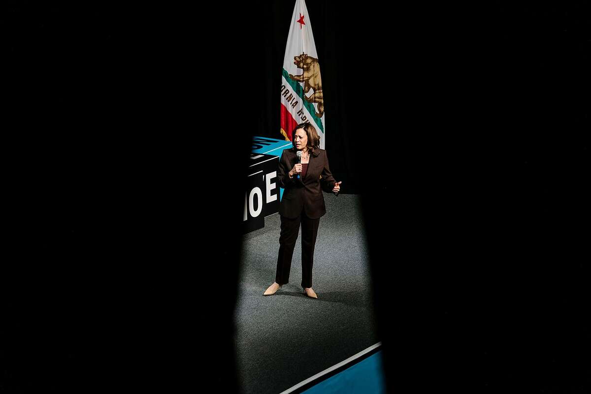 Senator Kamala Harris (D-CA) speaks during the MoveOn Big Ideas Forum conference held at the Warfield Theater in San Francisco, Calif., on Saturday, June 1, 2019.