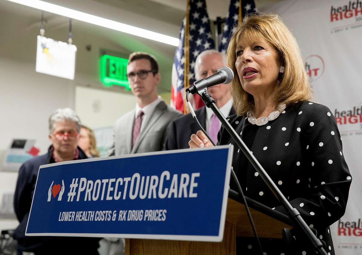 Congresswoman Jackie Speier speaks during a press conference held to highlight efforts Democrats are making to preserve coverage of pre-existing conditions and lower medical and drug costs at HealthRight 360 in San Francisco, Calif. Saturday, June 15, 2019.