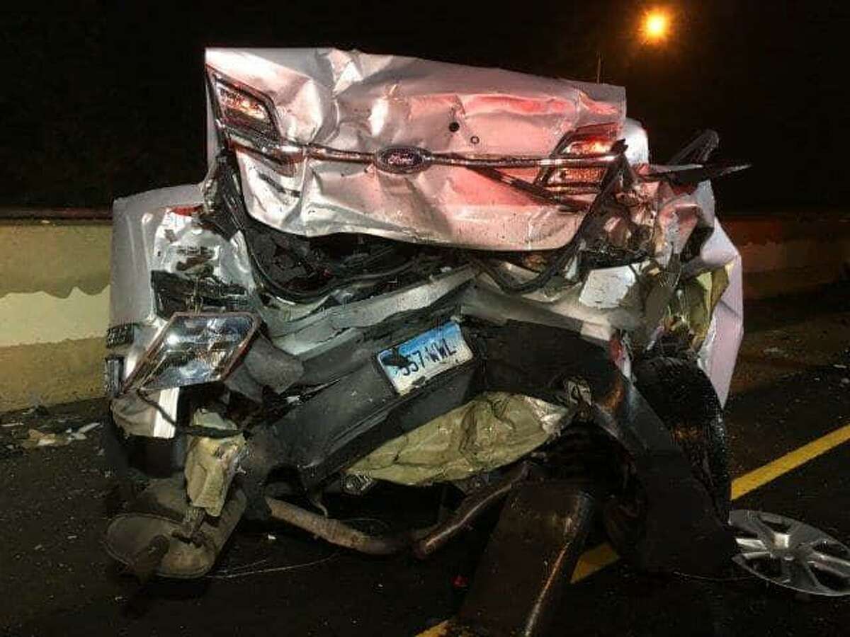 A state police trooper was seriously injured early Sunday, June 16, 2019 while three others suffered minor injuries after a car crashed into a parked cruiser in Fairfield. The trooper had stopped to help a car that was broken down on the median of Interstate 95 when a third vehicle veered into the left shoulder and struck the cruiser, state police said.