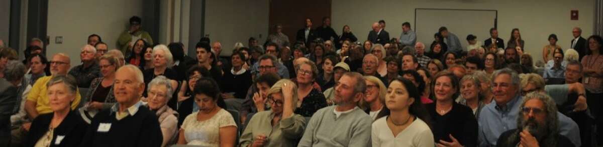 Around 200 residents attended the League of Women Voters debate at the Ridgefield Library Oct. 2. - Macklin Reid photo