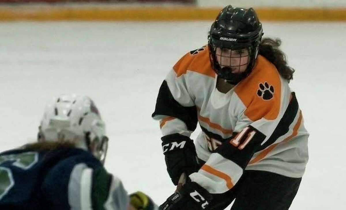 Junior defenseman Chiara Signorelli is one of many returnees for the Ridgefield/Danbury girls hockey team. - Scott Mullin photo