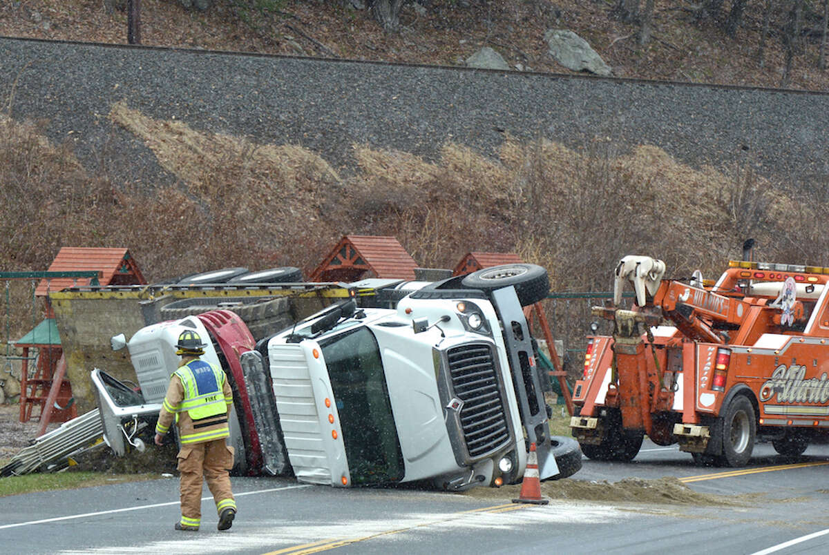 A truck overturned on Route 7, snarling traffic Friday afternoon, Nov, 28. - John Voorhees photo
