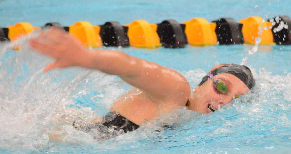 Rylie Giles was among the top contributors as the Ridgefield High girls swim team finished fourth at the State Open. - Andy Hutchison photo