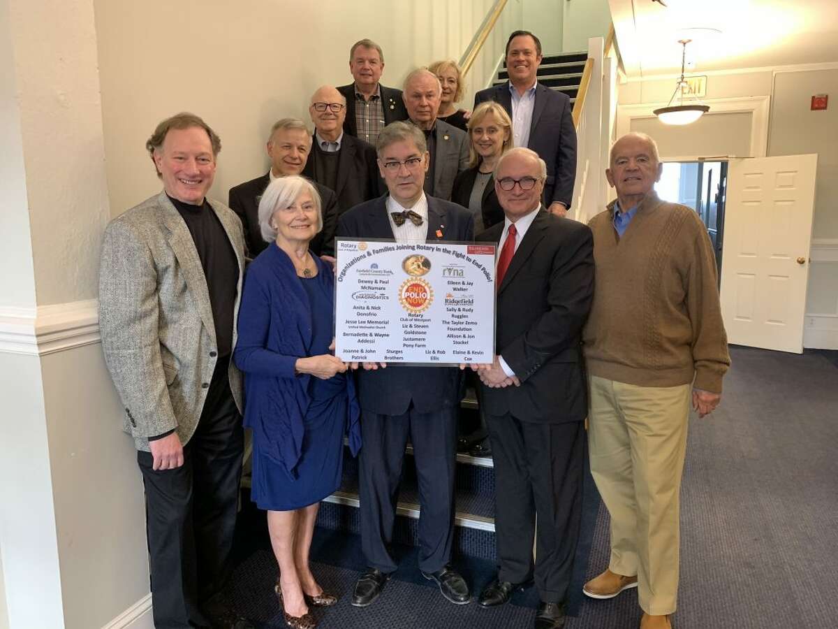 National Polio Day was recognized on Oct. 24 by First Selectman Rudy Marconi and members of Ridgefield Rotary, who hung a plaque in town hall recognizing local efforts toward the