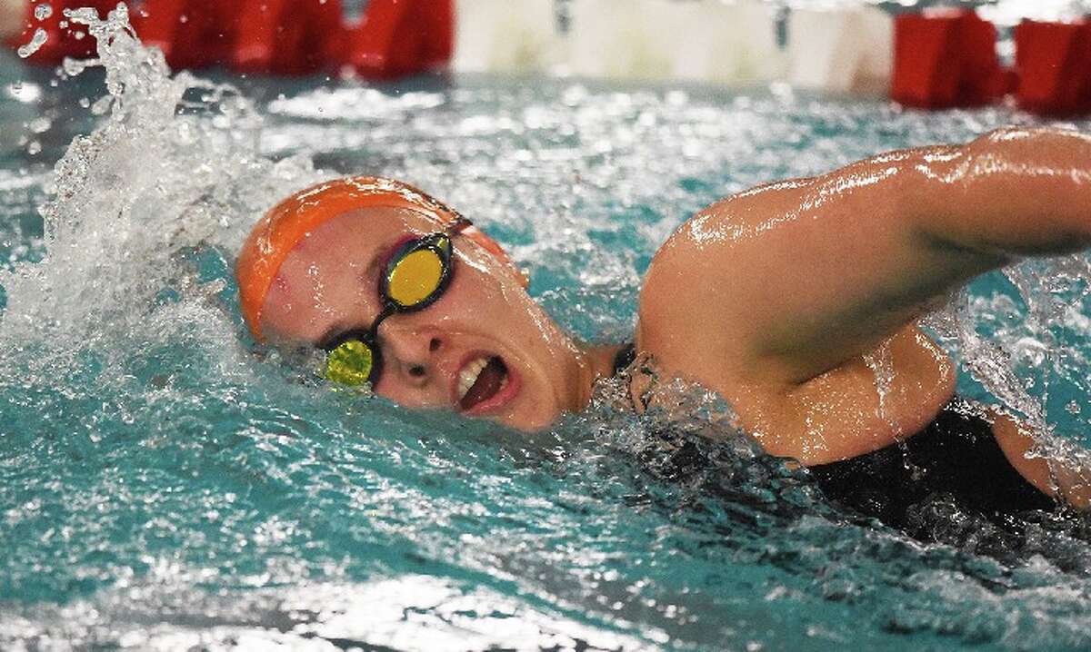 Anna Turner won two individual events for Ridgefield at the Class LL state championship meet. - Dave Stewart file photo