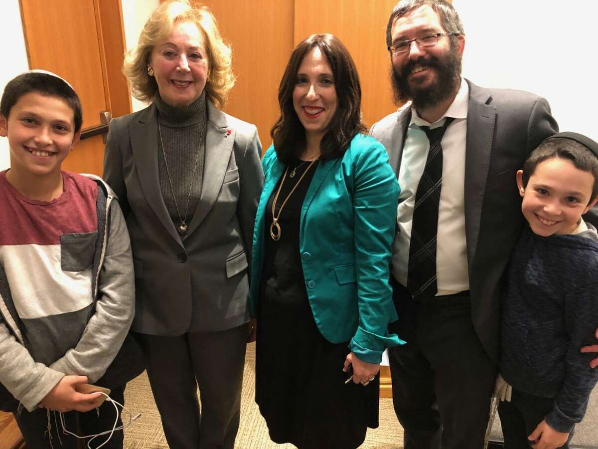 From left to right: Yasef Deitsch, Judith Kallman, Chana Deitsch Rabbi Sholom Deitsch, and Zalman Deitsch.