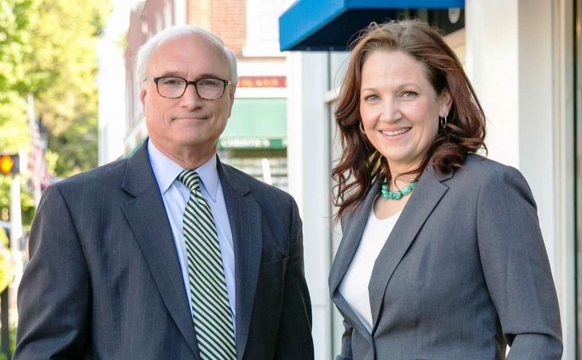 First Selectman Rudy Marconi and Aimee Berger-Girvalo.