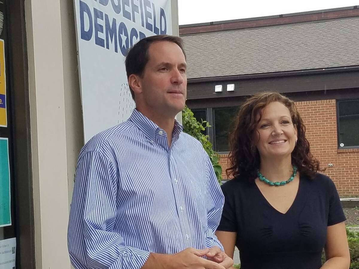 Aimee Berger-Girvalo, right, Democratic candidate for state representative for the 111th District (Ridgefield), has been endorsed by Congressman Jim Himes.