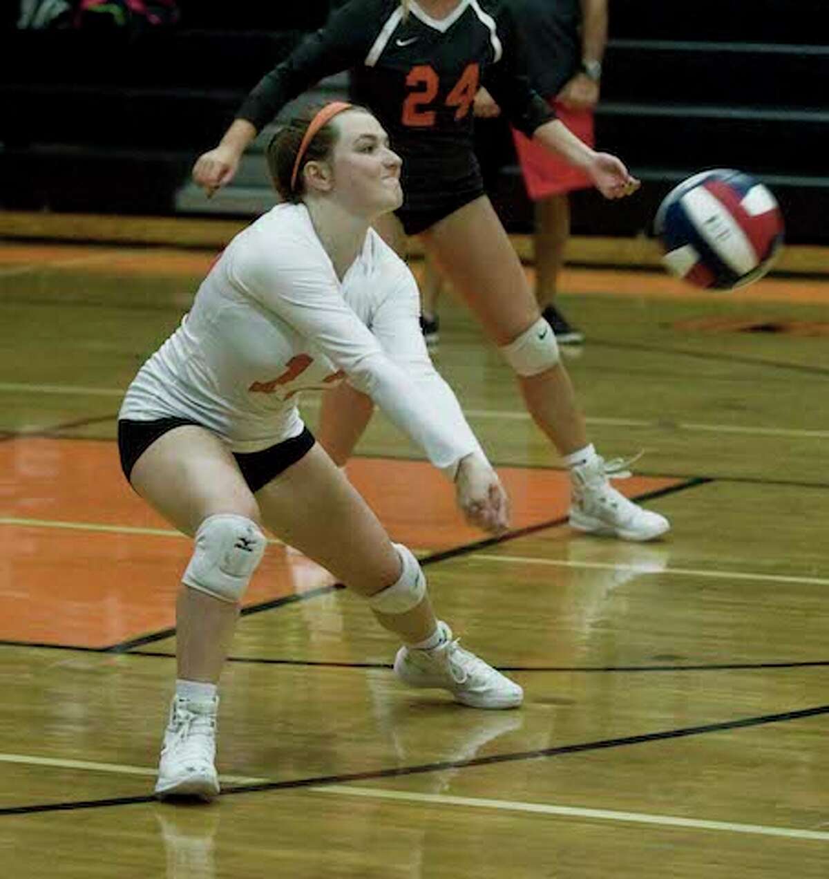 Ellie Brady and the Ridgefield High girls volleyball team defeated defending conference and state champ Greenwich. — Scott Mullin photo