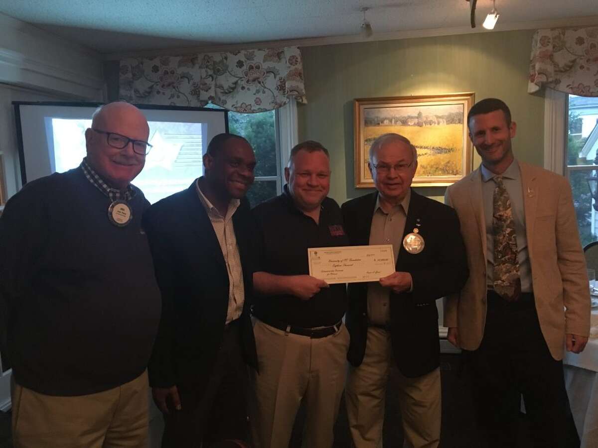 From left to right: Rotary President Joel Third, Mike Zacchea, Mark Saint Louis, Mike Anderson and Jason Ortin.