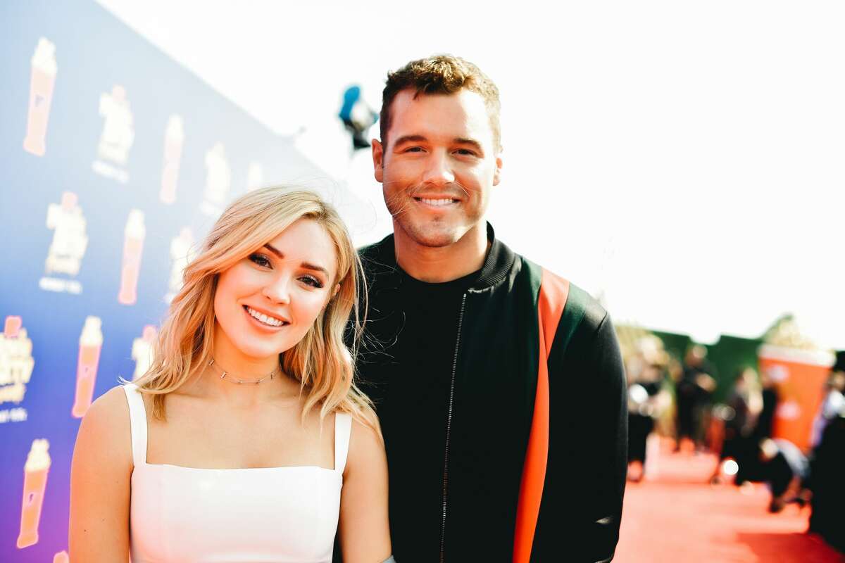 SANTA MONICA, CALIFORNIA - JUNE 17: (EDITORS NOTE: Image has been processed using digital filters) Cassie Randolph (L) and Colton Underwood attend the 2019 MTV Movie and TV Awards at Barker Hangar.