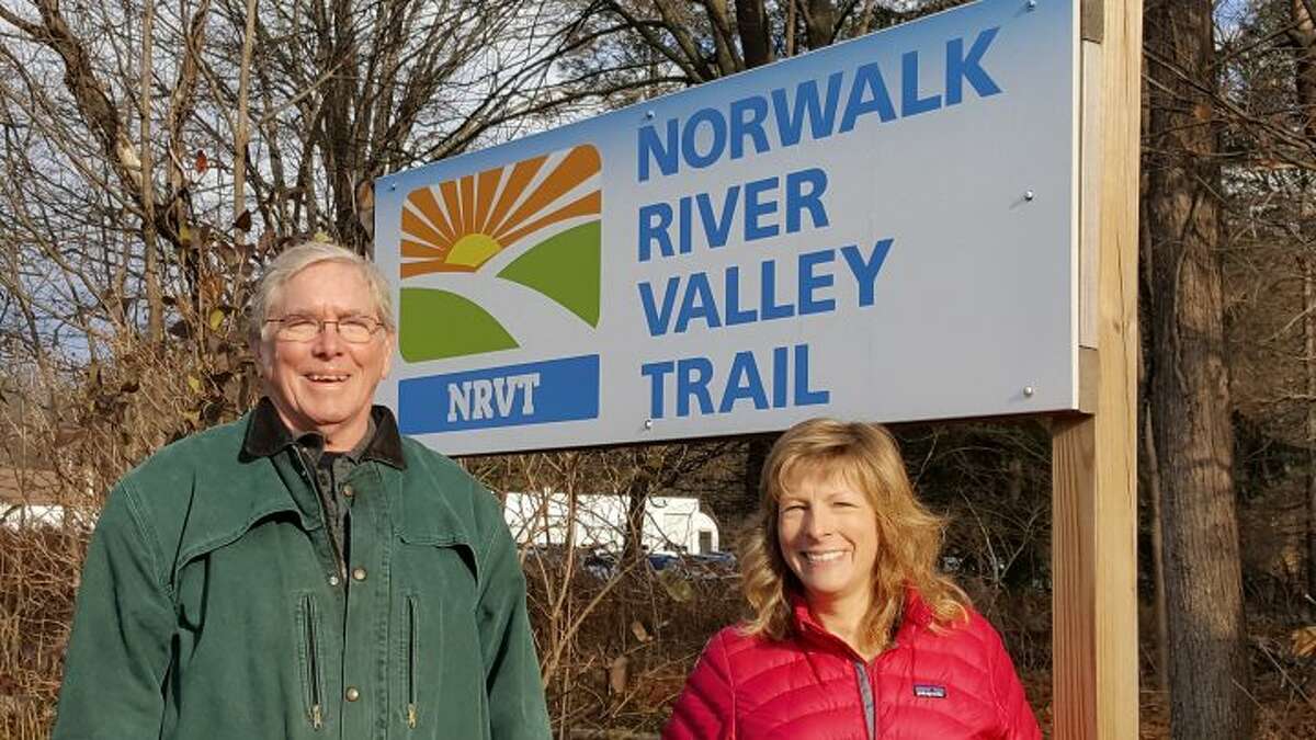 Charlie Taney, executive director of the Norwalk River Valley Trail, with Pat Sesto of Ridgefield, president of the Friends of the NRVT.