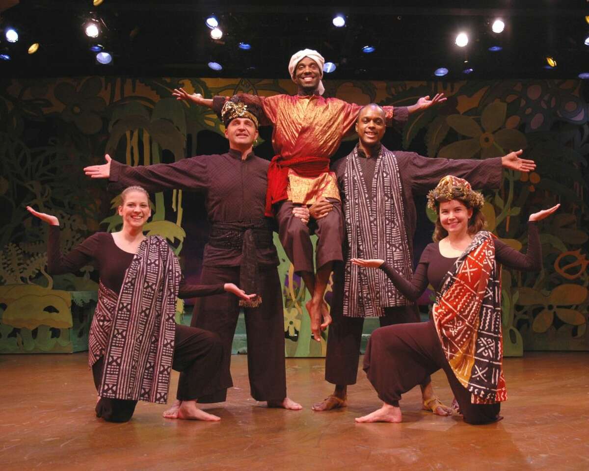 Left to right: Robin Harris, Matt Beyer, Darius Epps, Thomas Nowlin, and Audra Honaker in Theatre IV's 2004 production of Rudyard Kipling's The Jungle Book directed by Susan Sanford. The Ridgefield Playhouse and Ridgefield Library are partnering to bring children’s favorite storybook characters from the page to the stage. Parents are encouraged to read The Jungle Book and Stuart Little with their children, then attend storytime at the The Ridgefield Library before seeing the shows come to life on stage at The Ridgefield Playhouse. The library story hour for The Jungle Book is Saturday, March 30, at 10:30 a.m.— Eric Dobbs photo