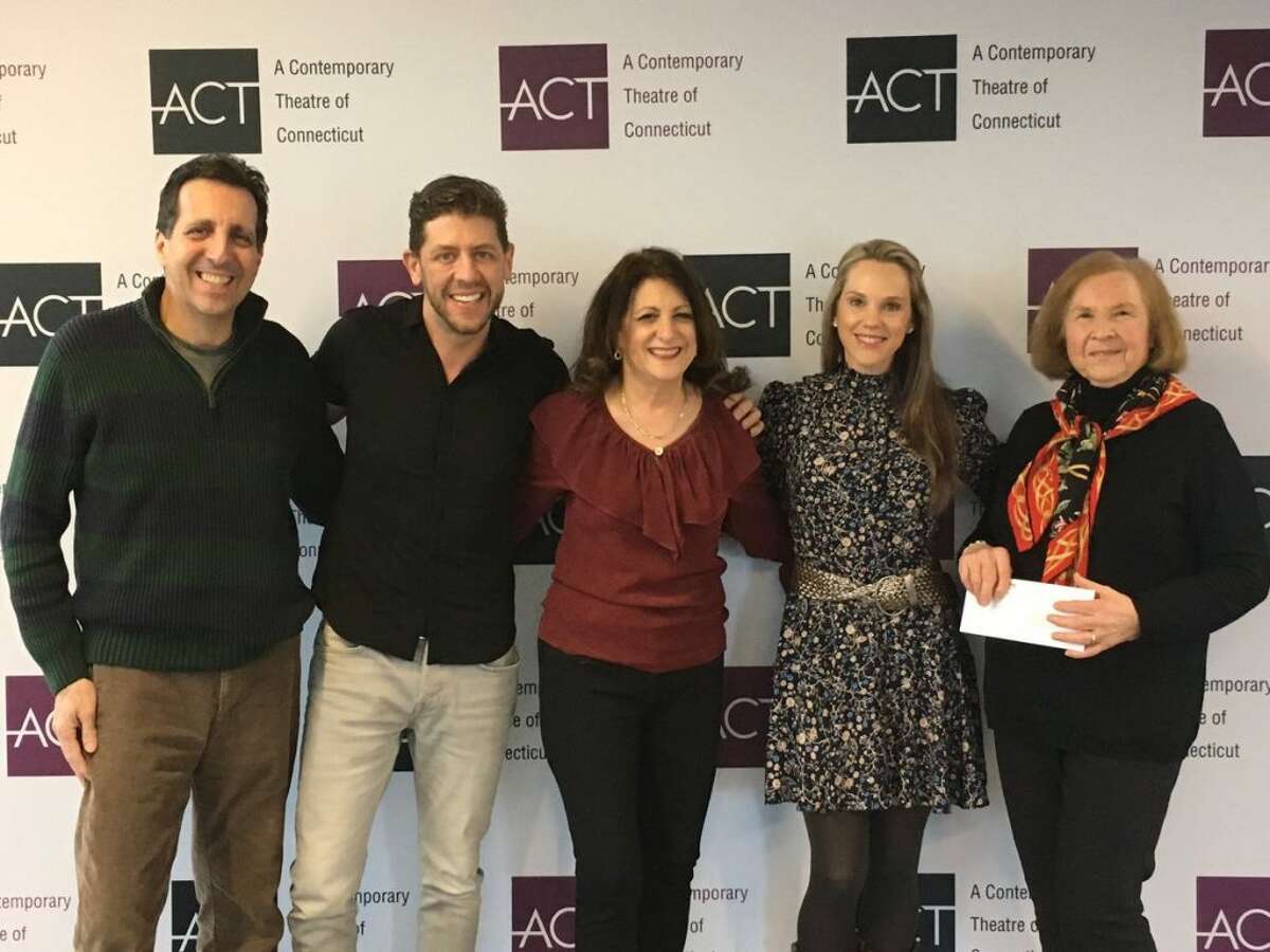 Ridgefield Thrift Shop’s donation to ACT of Connecticut will be used to enhance the theater’s dressing rooms. The nonprofit plans to name the dressing rooms in honor of the Thrift Shop volunteers. Pictured, from left to right: Allan Welby, Daniel Levine, Sandra Capriotti, Katie Diamond, and Joanne DiSpirito