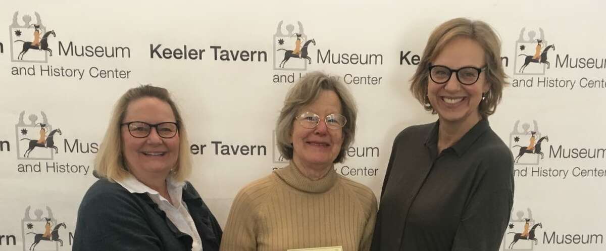 The Keeler Tavern Museum and History Center received a grant check from the Thrift Shop last week. Pictured, from left to right: Hilary Micalizzi, KTM&HC president; Marilyn Maneri, thrift shop and history center volunteer; Hildi Grob, KTM&HC executive director.