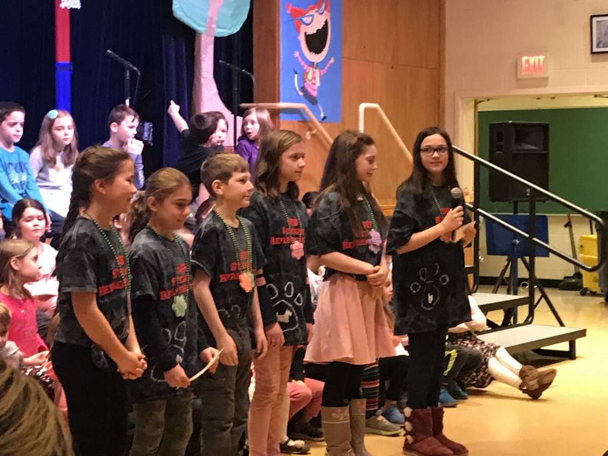 Scotland Elementary School students perform during an assembly on Feb. 27.