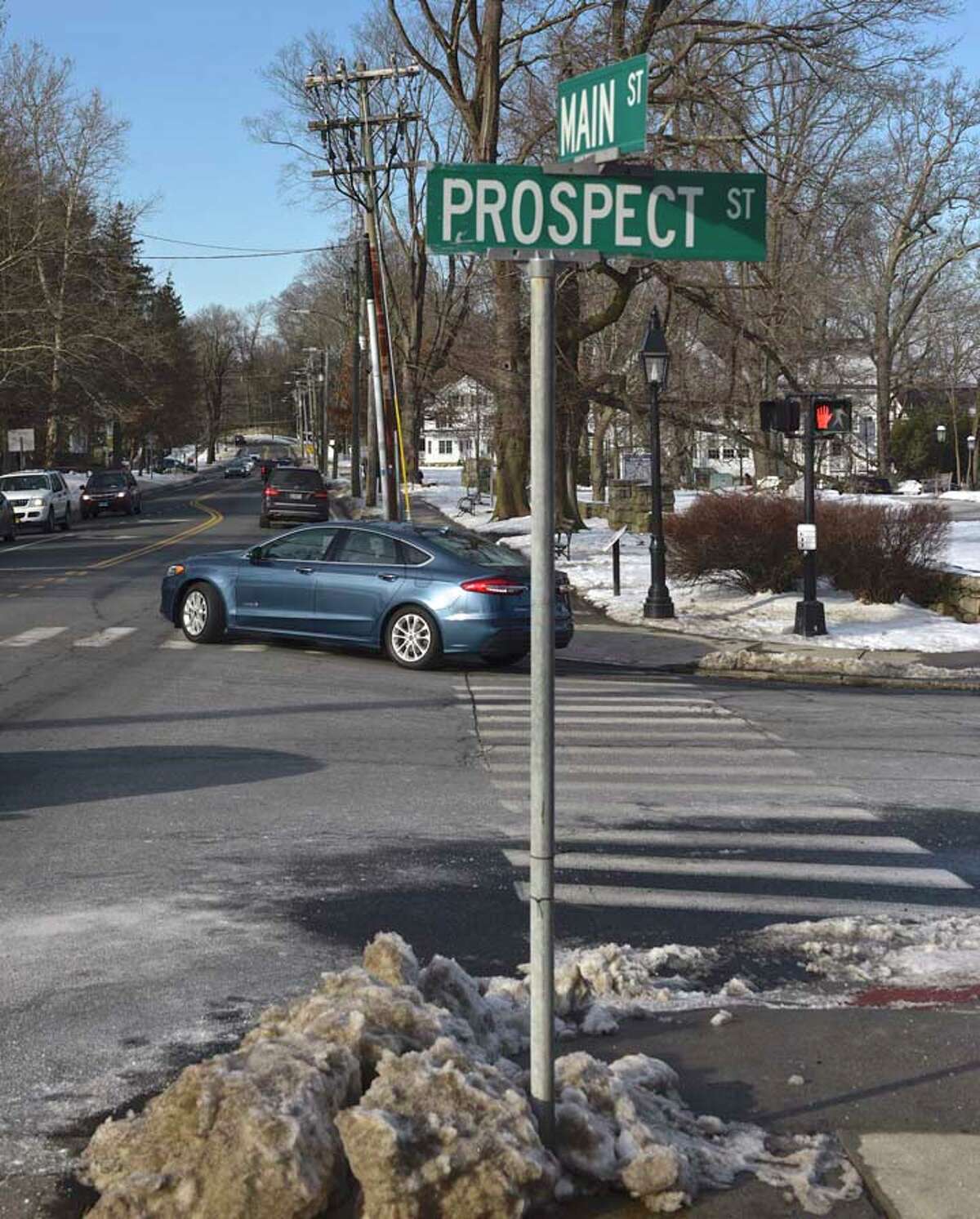 Cars turning right onto Main Street from Prospect Street will have to wait for a green light. - H John Voorhees III / Hearst Connecticut Media