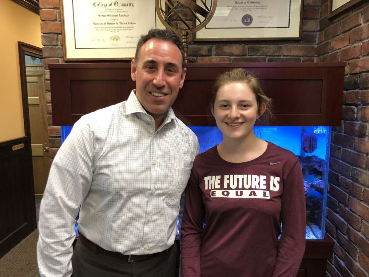 Dr George Amatuzzi and Ella Norwitt at his office on Main Street.