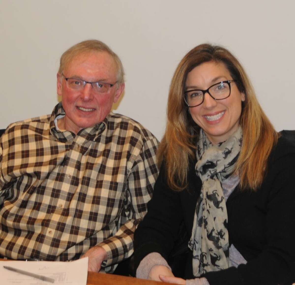 Dave Ulmer and Jessica Mancini were re-elected as the Board of Finance’s two officers on Jan. 15. — Macklin Reid photo