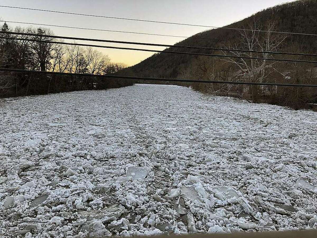 State Representative Brian Ohler, R-North Canaan, said the flooding on Jan. 13, 2018, in Kent, Conn., was caused by an ice jam. He shared a photo of the Housatonic River in Kent, covered in blocks of ice. — Brian Ohler photo