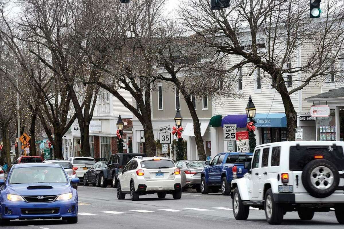 The scene on a quiet Sunday morning in December along Main Street in Ridgefield. — Ned Gerard photo