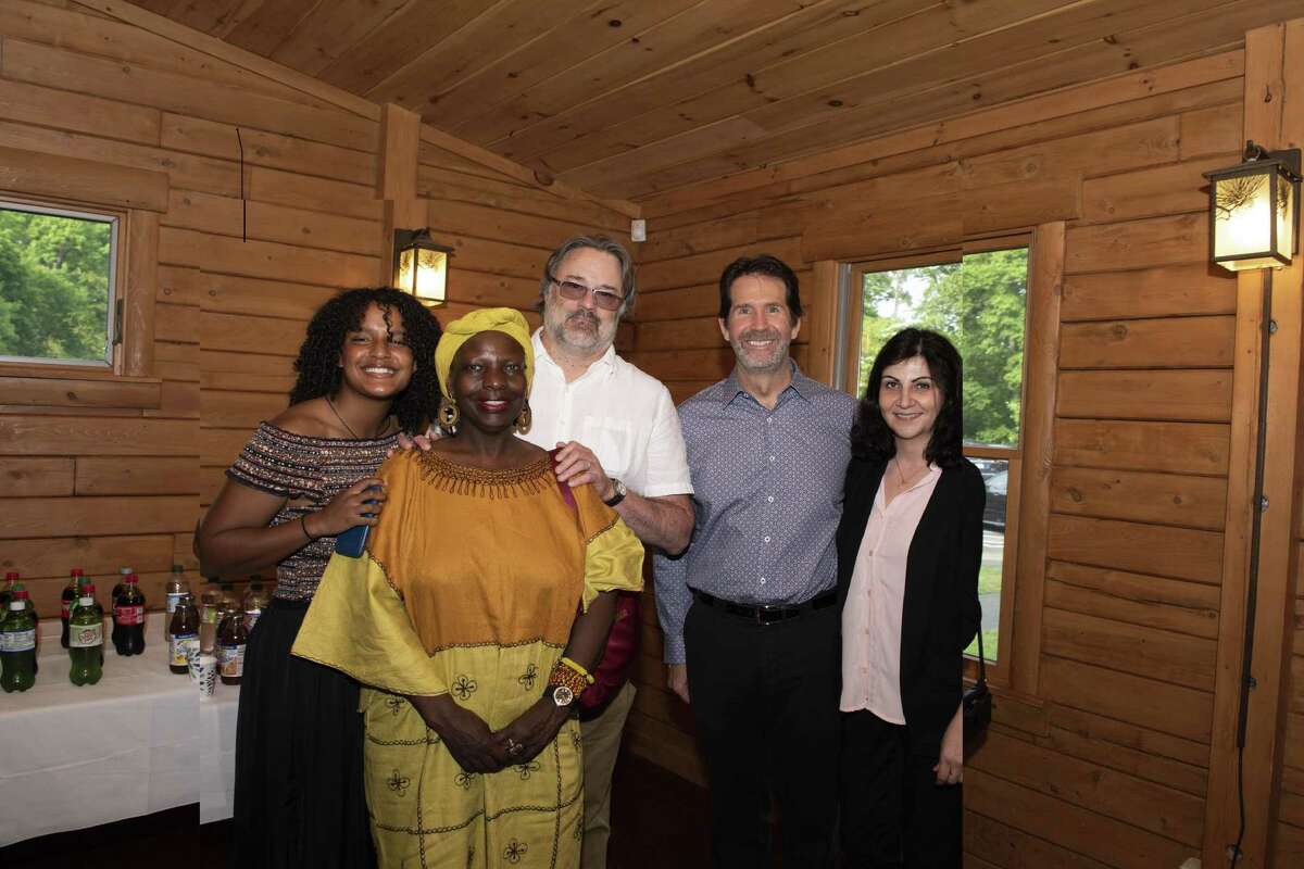 Pictured at the 2019 Aquarion Environmental Champion Awards ceremony at the Beardsley Zoo in Bridgeport are, from left to right: Danika Wagener, Rita Wagener, Professor of Biological and Environmental Sciences Dr. Mitch Wagener, Biological and Environmental Sciences Department Chair Dr. Pat Boily, and Karina Ross.